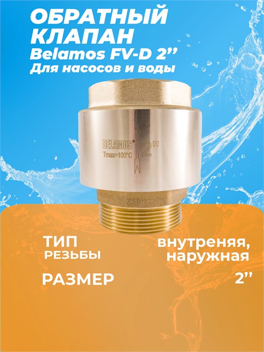 Обратный клапан FV-D 2" латунь / внеш резьба BELFV-D2 - фото 22894