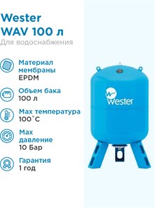 {{photo.Alt || photo.Description || 'Гидроаккумулятор Wester WAV 100 л - бак мембранный для водоснабжения '}}