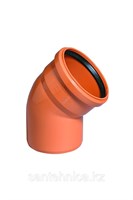 Отвод канализационный D160x15гр., цвет оранжевый