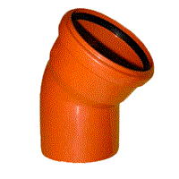 Отвод канализационный D160x87гр., цвет оранжевый